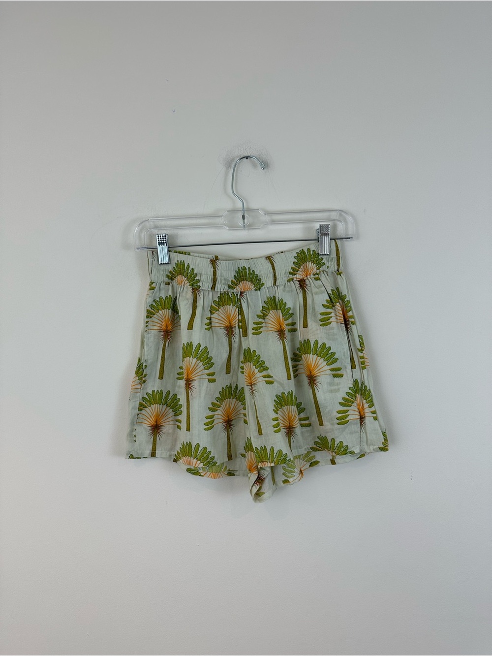 Haute Hippie Light Green Palm-Print Elastic Waist Women’s Shorts Size XS